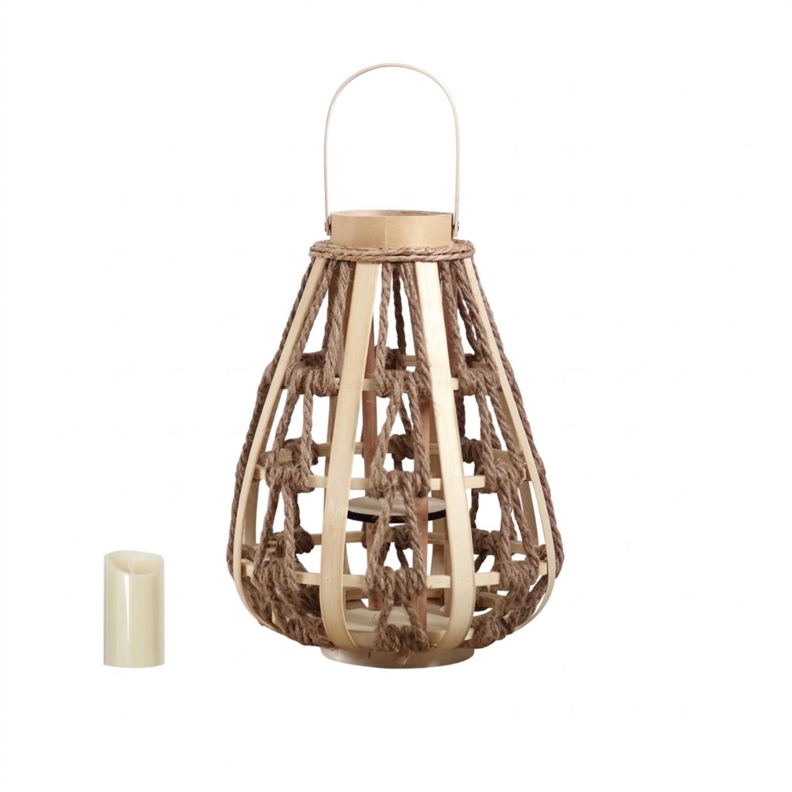 Natural Wood Rope Lantern Cand - đánh giá và giá Candle Holder Decor