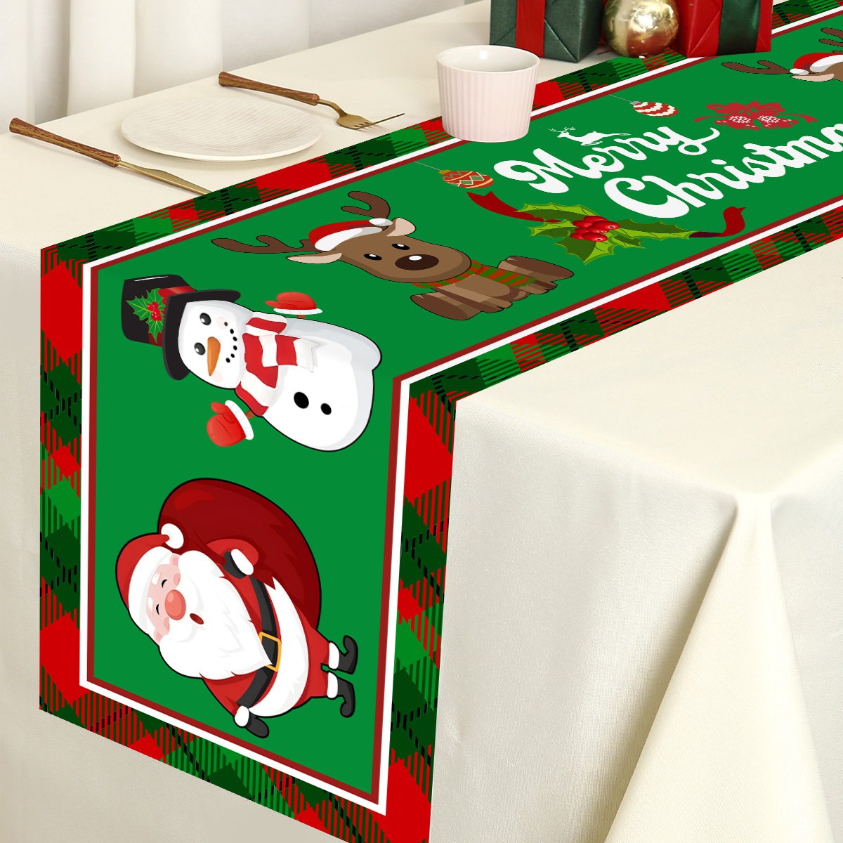 Christmas Santa Clause Polyest - đánh giá và giá Table Runner