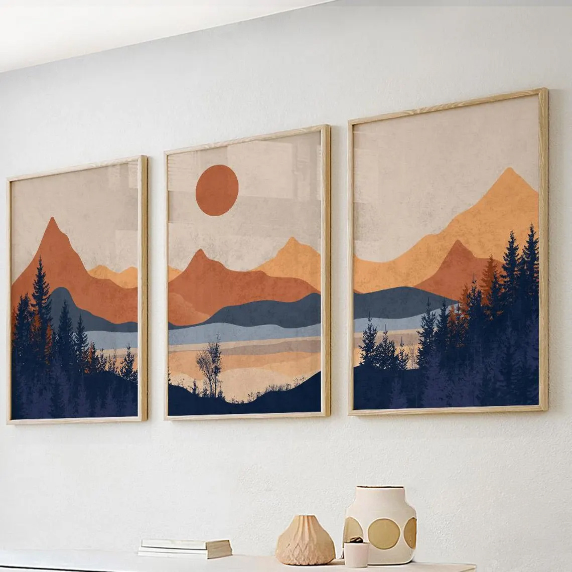 3pcs/Set frameless,Terracotta  - đánh giá và giá Abstract Canvas Set