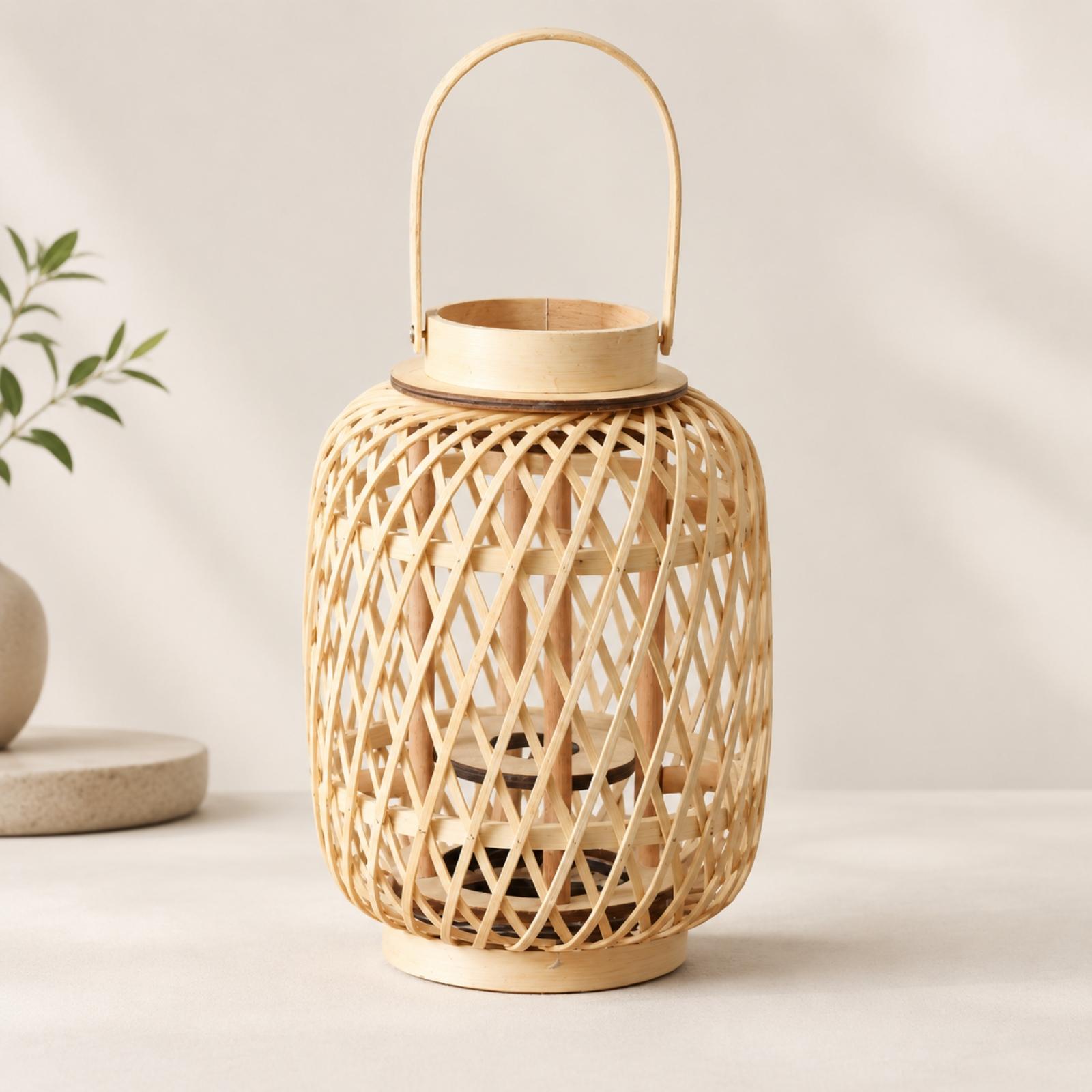 Bamboo Candle Lantern Holder H - đánh giá và giá Candle Holder Decor