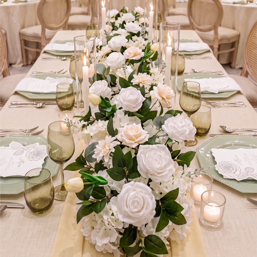 Uflower Rose Greenery Flower R - đánh giá và giá Table Runner