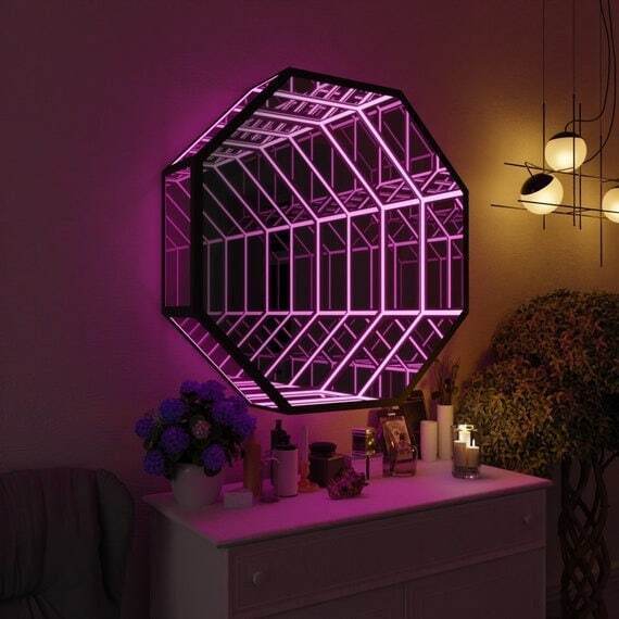 Octagon 3D Infinity Mirror Lig - đánh giá và giá Decorative Mirror